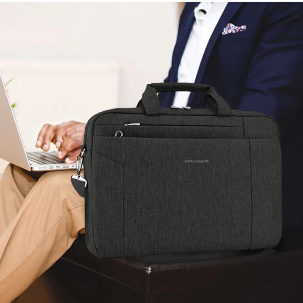 KROSER NWOT 15.6” Laptop Briefcase Water Repellant Work Bag w/ STRAP.